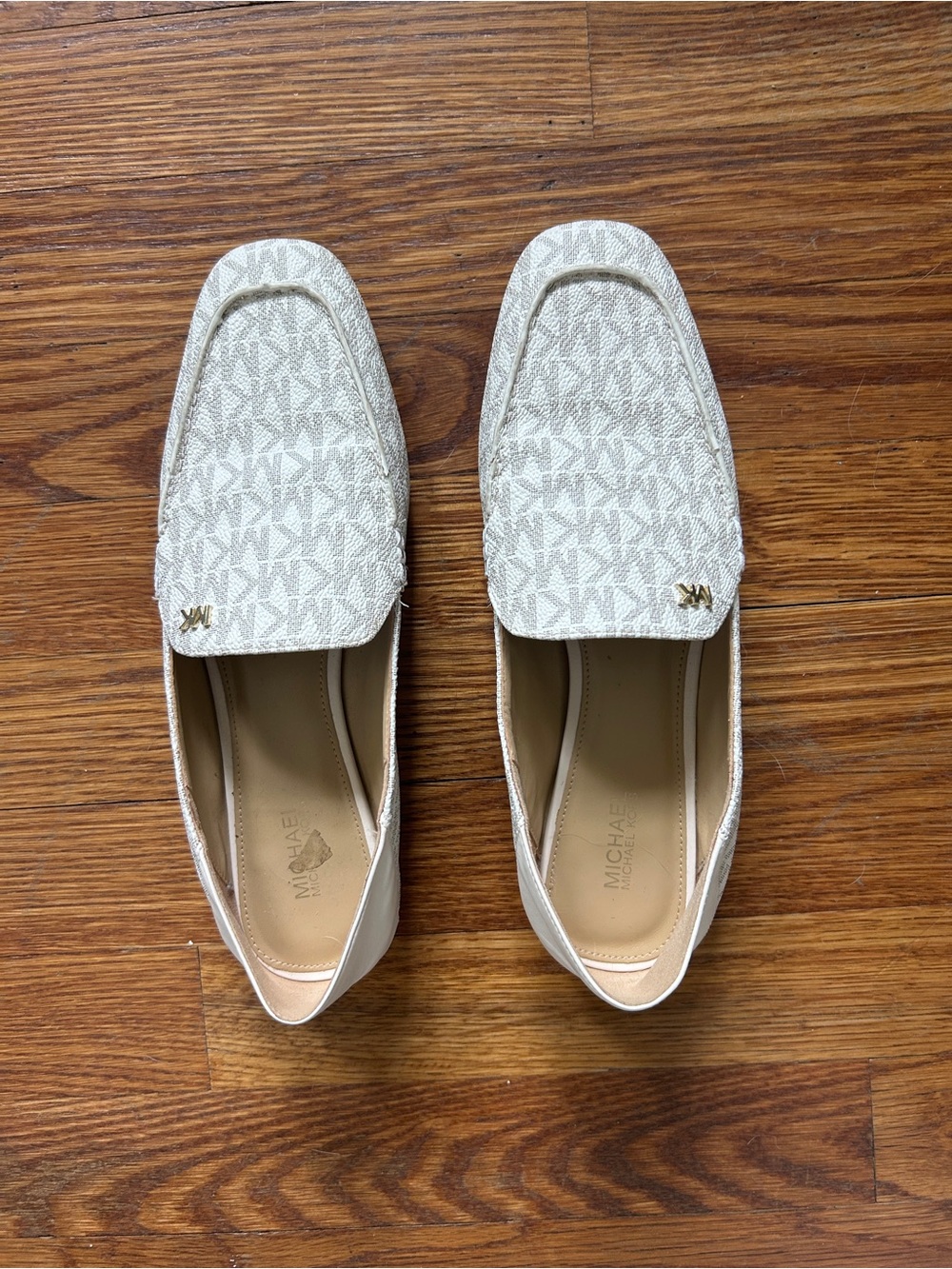 Michael Kors Women’s White Logo Slip-On Loafers shoes